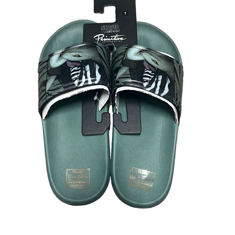 Primitive Mens 7M Naruto Serpent‎ Snake Skateboarding Slides Sandals Green NWT
